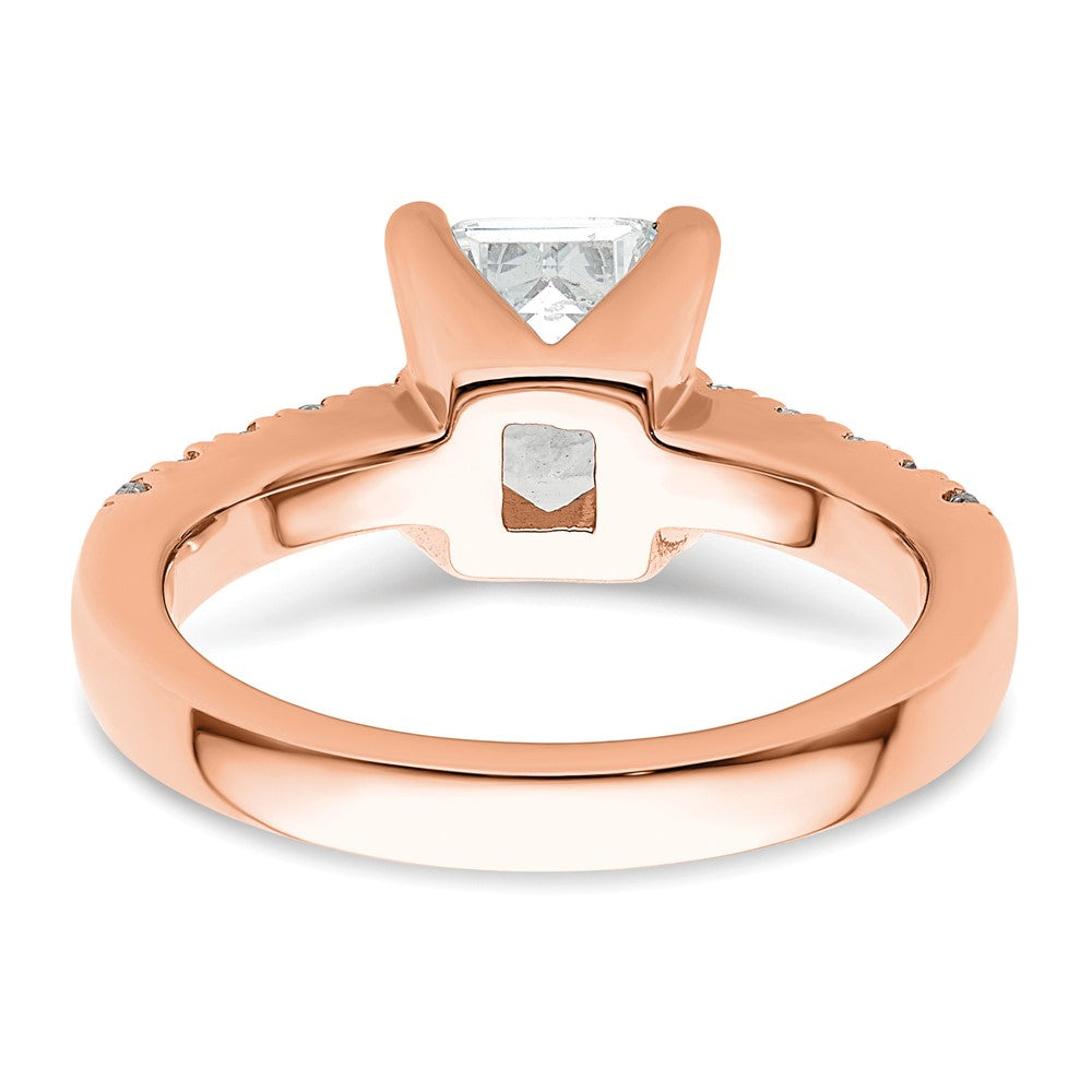 True Origin 14K Rose Gold 3/8 carat Lab Grown Diamond VS+ F+ Semi-Mount Emerald Engagement Ring