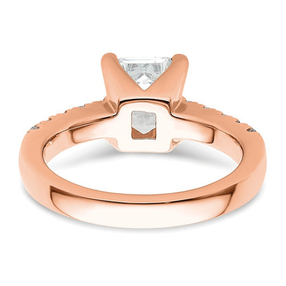 True Origin 14K Rose Gold 3/8 carat Lab Grown Diamond VS+ F+ Semi-Mount Emerald Engagement Ring