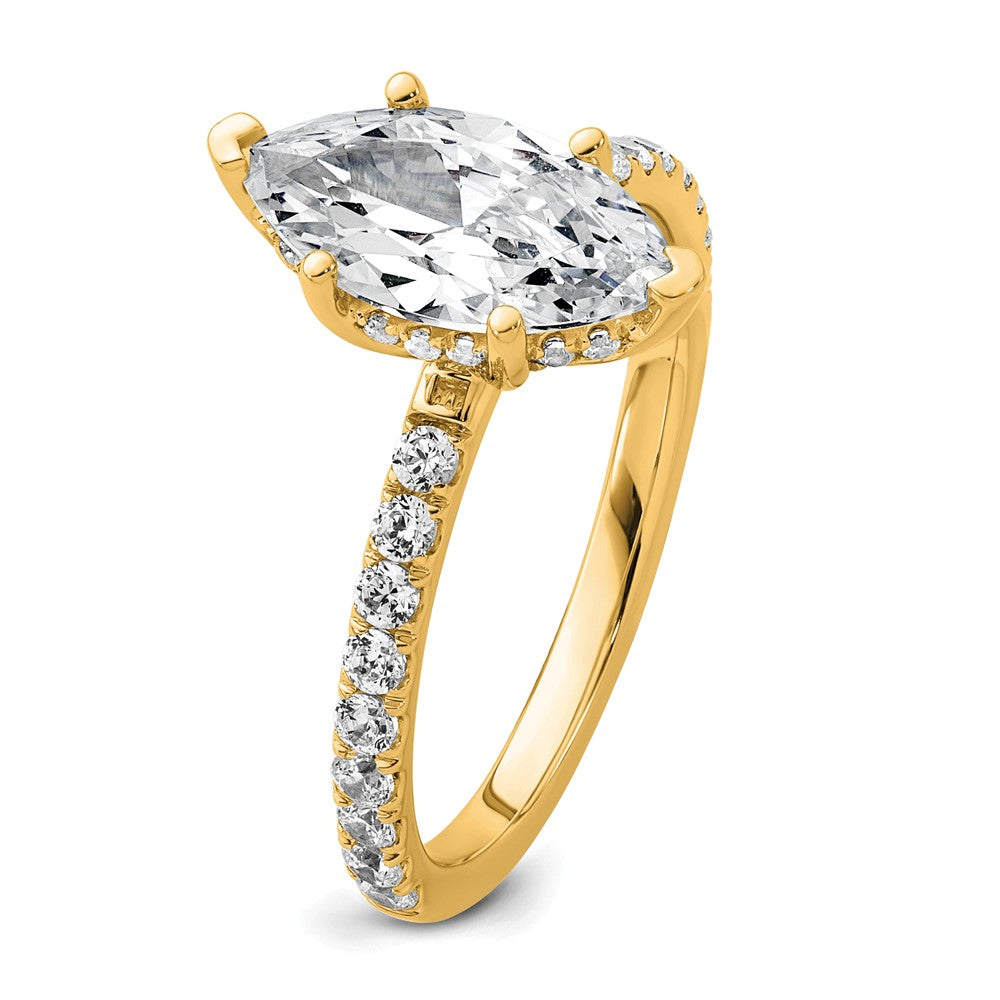 14K Yellow Gold 2 5/8 carat Certified Lab Grown Diamond VS/SI+ G+ Marquise Complete Solitaire with Flair Engagement Ring