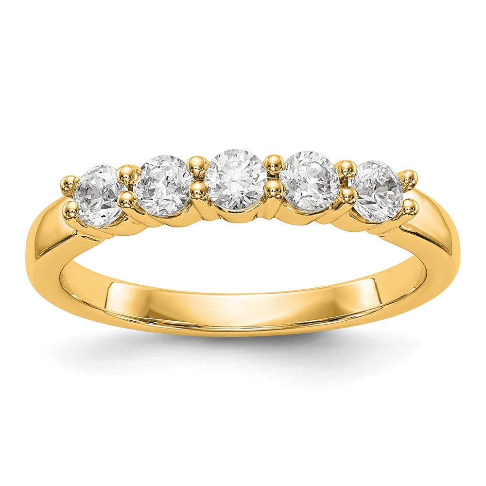 14K Yellow Gold 5-Stone Diamond Wedding Band Ring