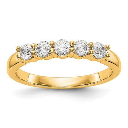 14K Yellow Gold 5-Stone Diamond Wedding Band Ring