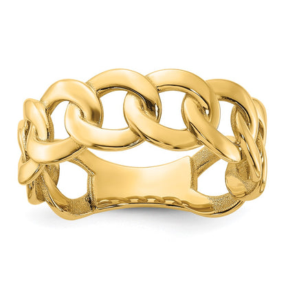 14K Yellow Gold Polished 8mm Men's Curb Link Ring