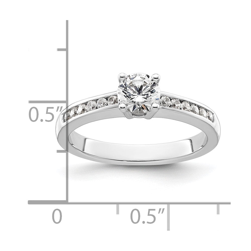 14K White Gold 3/4 carat Lab Grown Diamond VS/SI+ G+ Round Complete Channel Set Shared Prong Engagement Ring