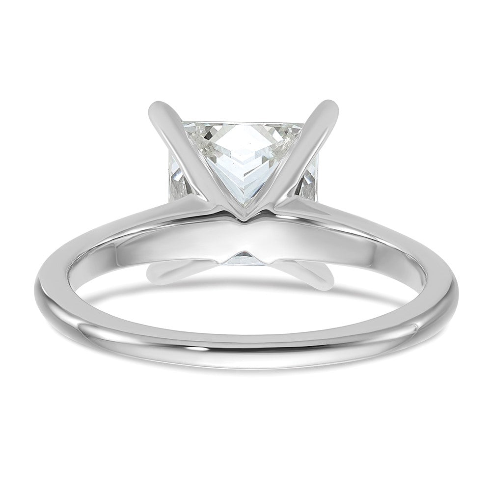 14K White Gold 2 1/2 carat Lab Grown Diamond VS+ F+ Princess Complete Solitaire Engagement Ring
