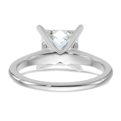 14K White Gold 2 1/2 carat Lab Grown Diamond VS+ F+ Princess Complete Solitaire Engagement Ring
