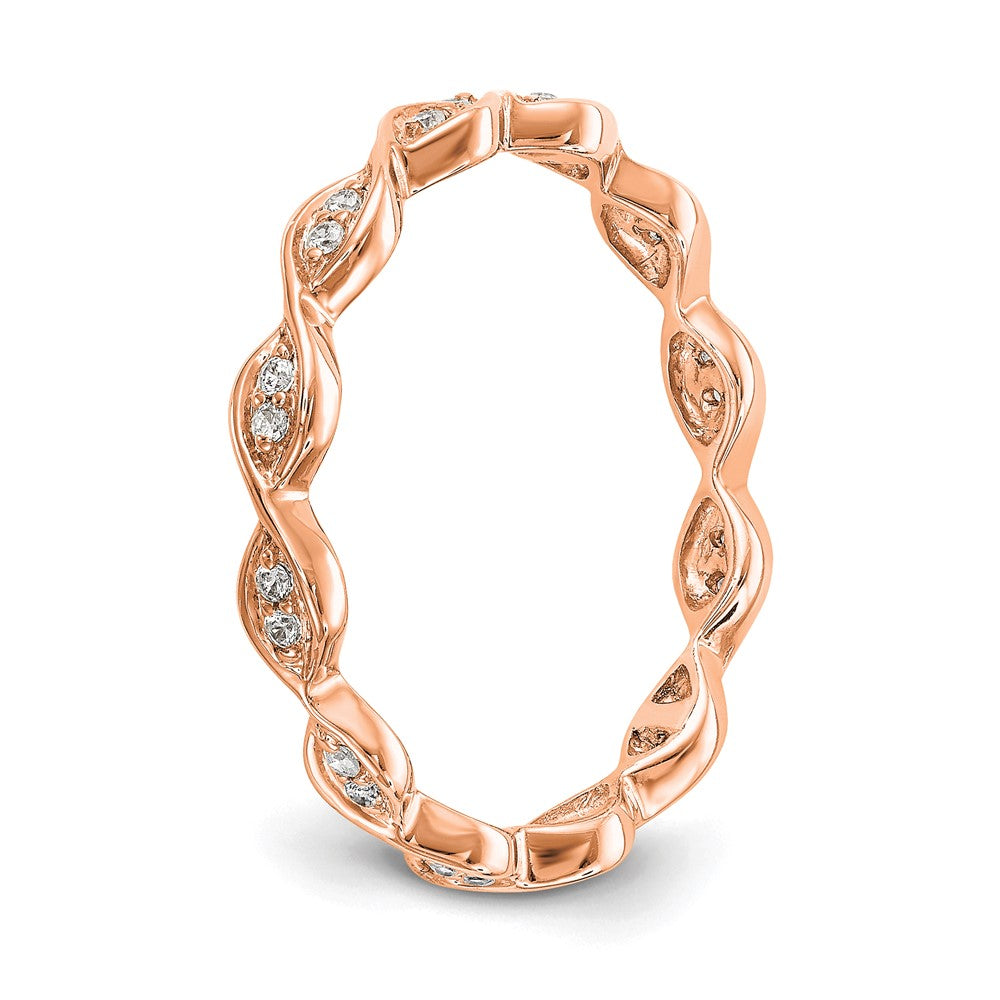 14K Rose Gold Polished Size 7 Vintage Pave 1/2 carat Diamond Complete Eternity Wedding Band Ring