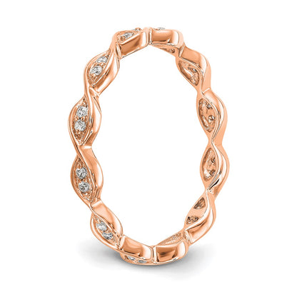 14K Rose Gold Polished Size 7 Vintage Pave 1/2 carat Diamond Complete Eternity Wedding Band Ring