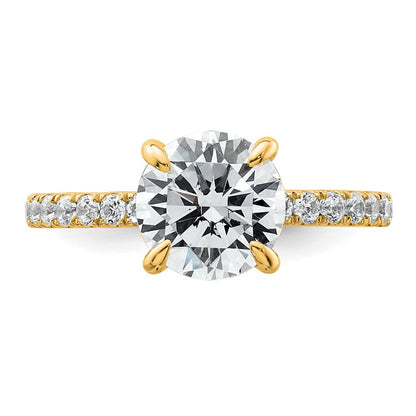 14K Yellow Gold 2 3/8 carat Certified Lab Grown Diamond VS+ F+ Round Complete Solitaire with Flair Engagement Ring