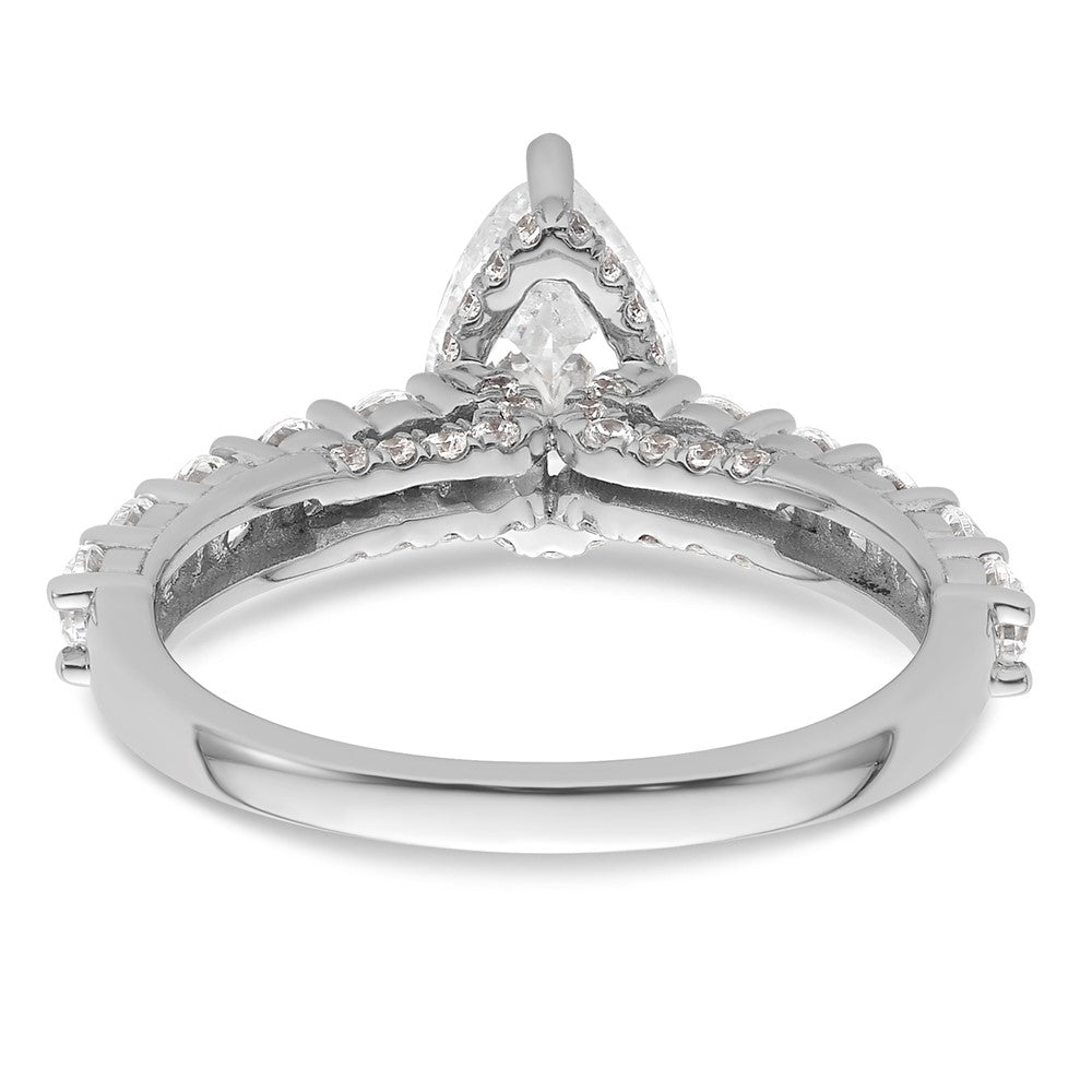 14K White Gold 2 carat Lab Grown Diamond VS/SI+ G+ Pear Complete Engagement Ring