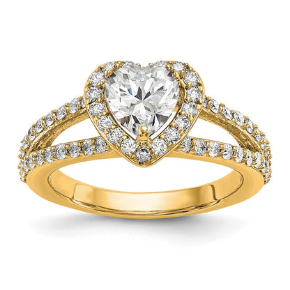 14K Yellow Gold Diamond Heart Semi-Mount Halo Engagement Ring
