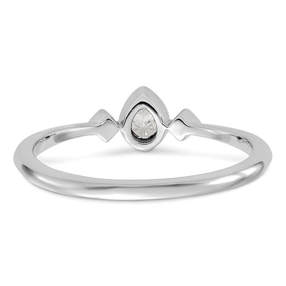 14K White Gold Petite 3-Stone 1/15 carat Pear Diamond Complete Promise/Engagement Ring