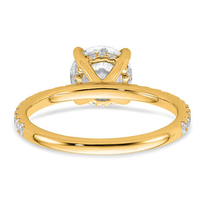 14K Yellow Gold 2 carat Certified Lab Grown Diamond VS/SI+ G+ Round Complete Solitaire with Flair Engagement Ring