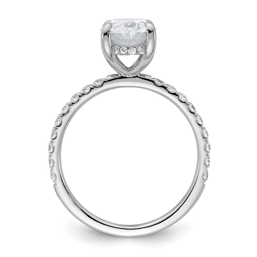 14K White Gold 2 5/8 carat Certified Lab Grown Diamond VS/SI+ G+ Oval Complete Solitaire with Flair Engagement Ring