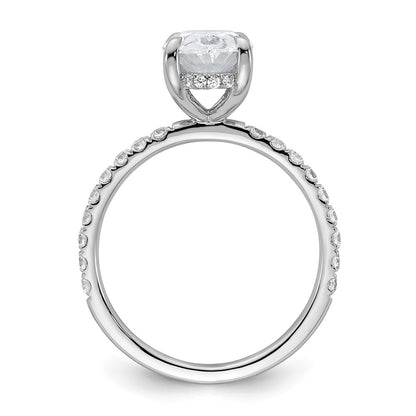 14K White Gold 2 5/8 carat Certified Lab Grown Diamond VS/SI+ G+ Oval Complete Solitaire with Flair Engagement Ring