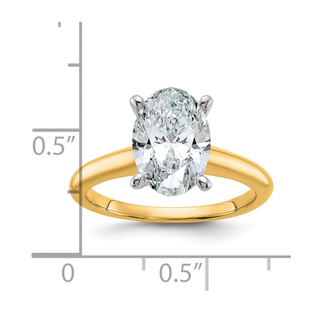 14K Two-Tone Gold 2 1/2 carat Lab Grown Diamond VS+ F+ Oval Complete Solitaire Engagement Ring