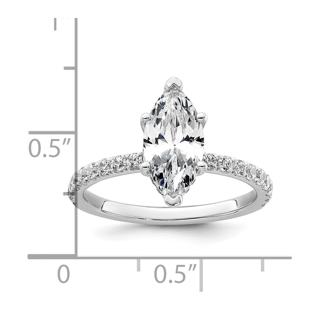 14K White Gold 2 5/8 carat Certified Lab Grown Diamond VS+ F+ Marquise Complete Solitaire with Flair Engagement Ring