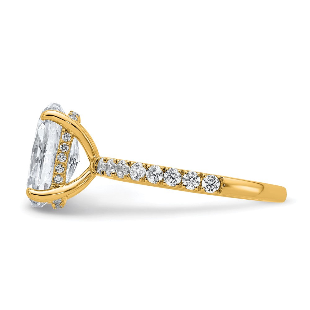 14K Yellow Gold 3 1/2 carat Certified Lab Grown Diamond VS/SI+ G+ Oval Complete Solitaire with Flair Engagement Ring