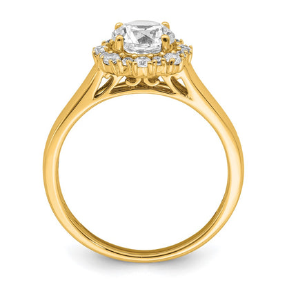 True Origin 14K Yellow Gold 1/4 carat Lab Grown Diamond VS+ F+ Semi-Mount Round Halo Engagement Ring