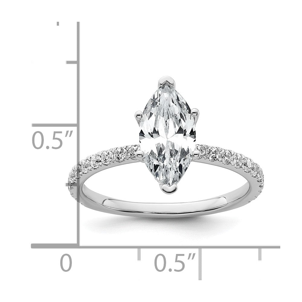 14K White Gold 2 carat Certified Lab Grown Diamond VS+ F+ Marquise Complete Solitaire with Flair Engagement Ring