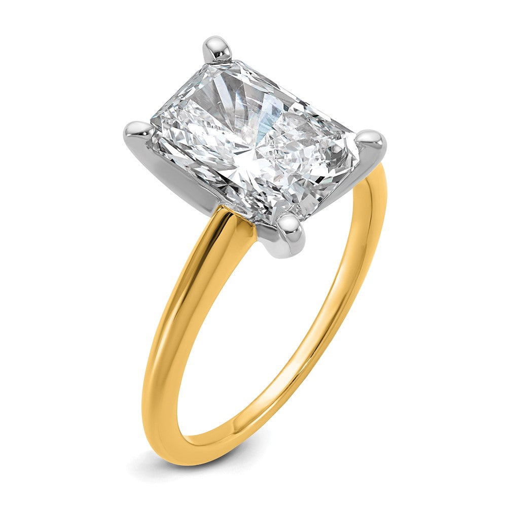 14K Two-Tone Gold Two-tone 3 carat Lab Grown Diamond VS+ F+ Radiant Solitaire Complete Engagement Ring