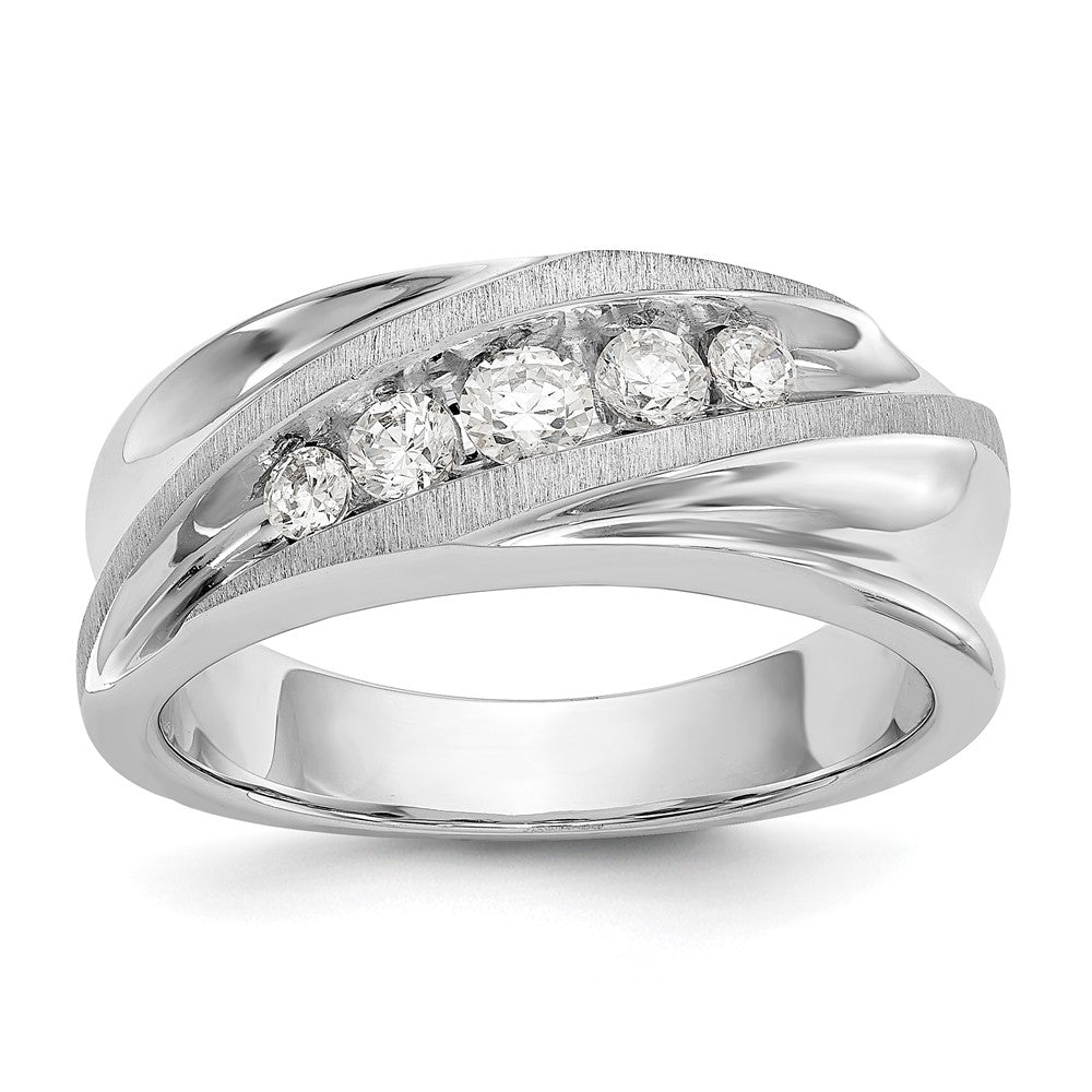 True Origin 14K White Gold Men's 1/2 carat Lab Grown Diamond VS/SI  D E F  Brushed and Polished Wedding Band Ring