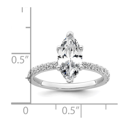 14K White Gold 2 5/8 carat Certified Lab Grown Diamond VS/SI+ G+ Marquise Complete Solitaire with Flair Engagement Ring