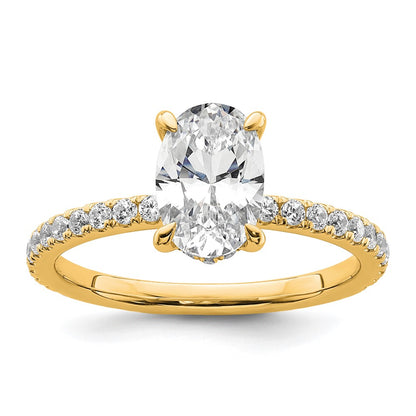 14K Yellow Gold 1 7/8 carat Certified Lab Grown Diamond VS/SI+ G+ Oval Complete Solitaire with Flair Engagement Ring
