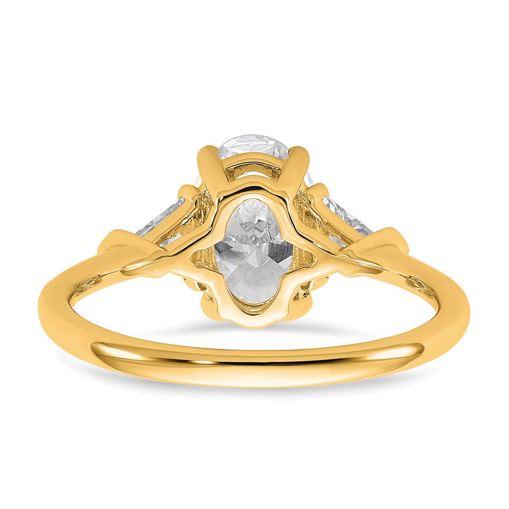 14K Yellow Gold 2 carat Certified Lab Grown Diamond VS/SI+ G+ Complete Oval and Trillion Three Stone Engagement Ring