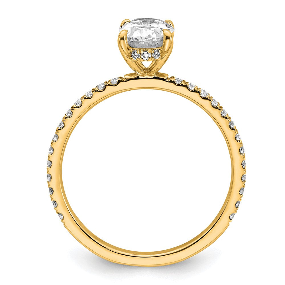 14K Yellow Gold 1 1/3 carat Certified Lab Grown Diamond VS/SI+ G+ Oval Complete Solitaire with Flair Engagement Ring