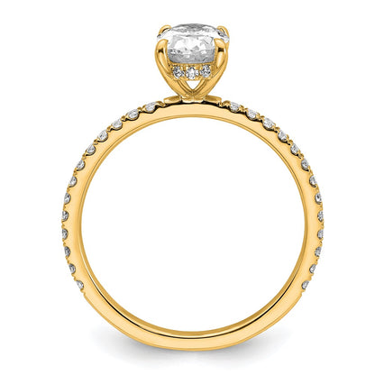 14K Yellow Gold 1 1/3 carat Certified Lab Grown Diamond VS/SI+ G+ Oval Complete Solitaire with Flair Engagement Ring