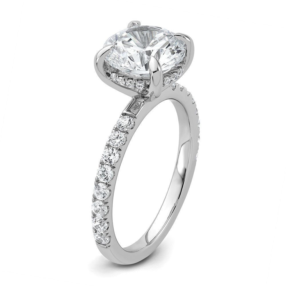 14K White Gold 3 1/2 carat Certified Lab Grown Diamond VS/SI+ G+ Round Complete Solitaire with Flair Engagement Ring