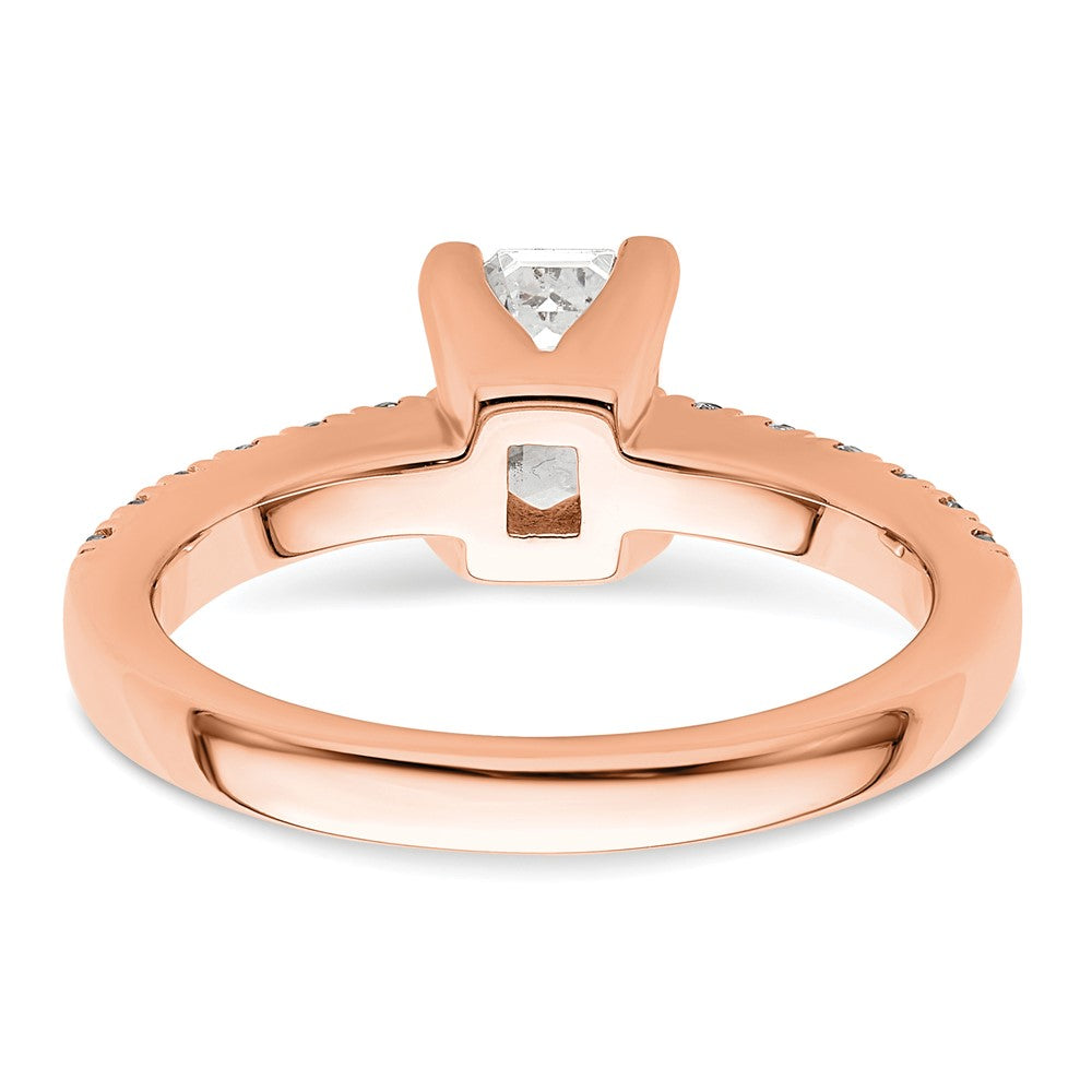 True Origin 14K Rose Gold 3/8 carat Lab Grown Diamond VS+ F+ Semi-Mount Emerald Engagement Ring