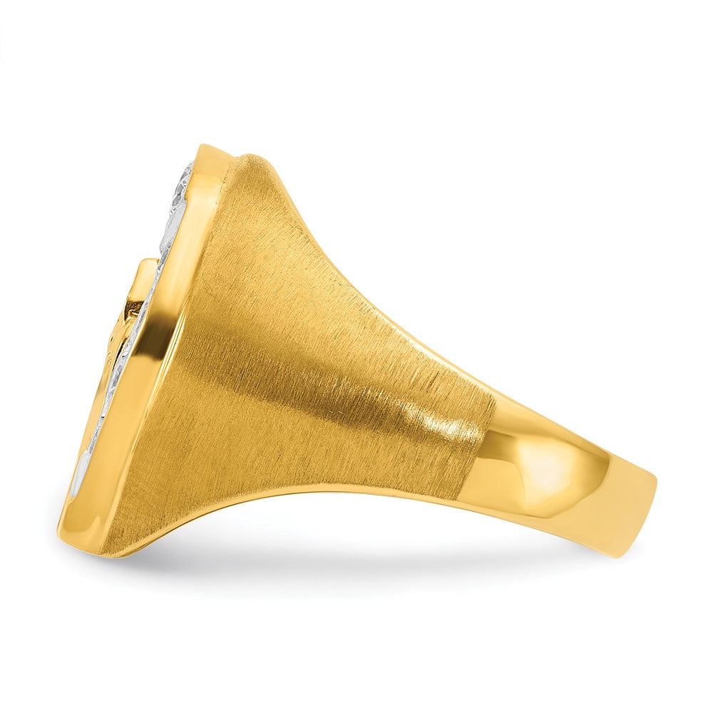 14K Yellow Gold YG with Rh IBGoodman Men's Satin Horseshoe Diamond Complete Ring