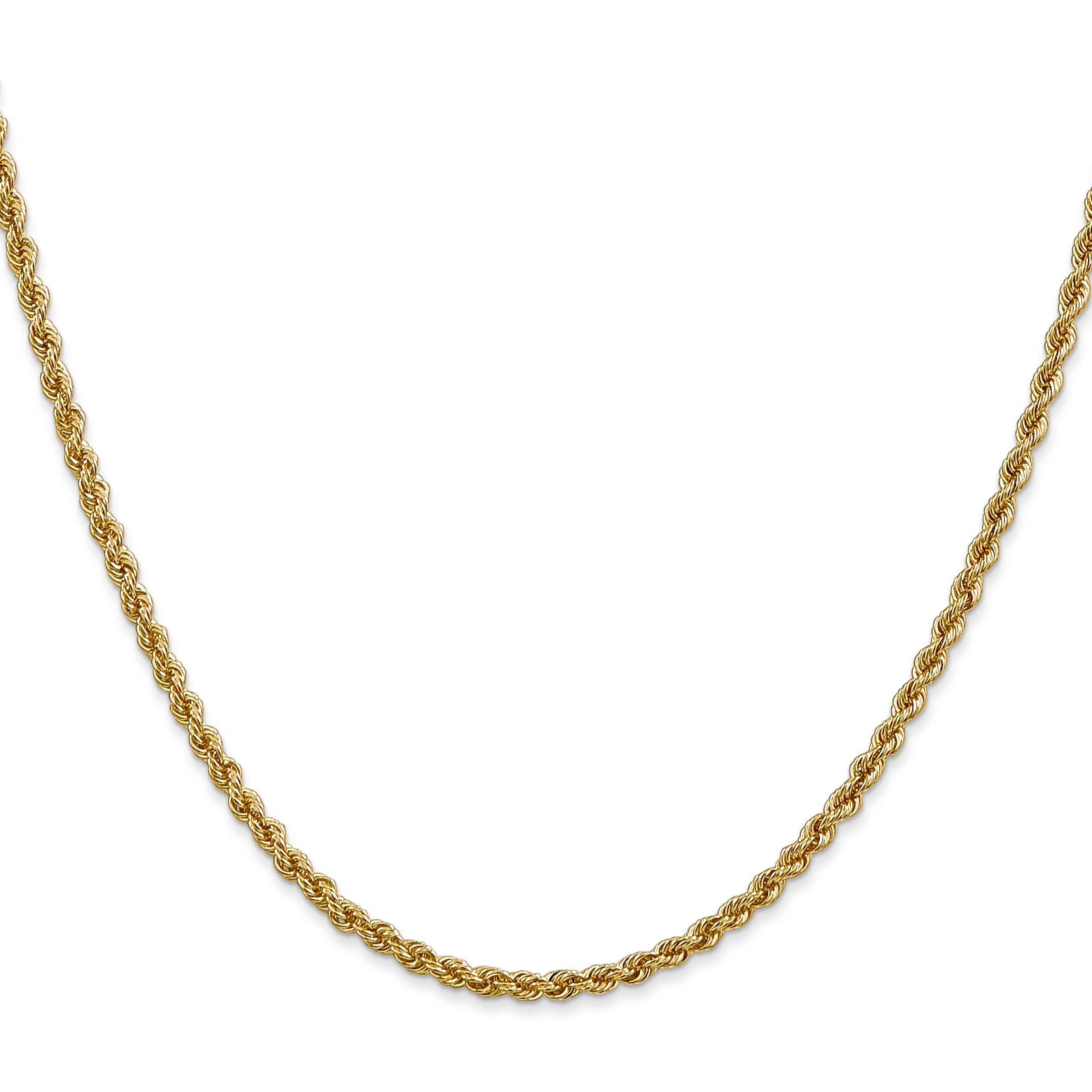 24 Inch 14K 2.5mm Solid Regular Rope Chain Necklace