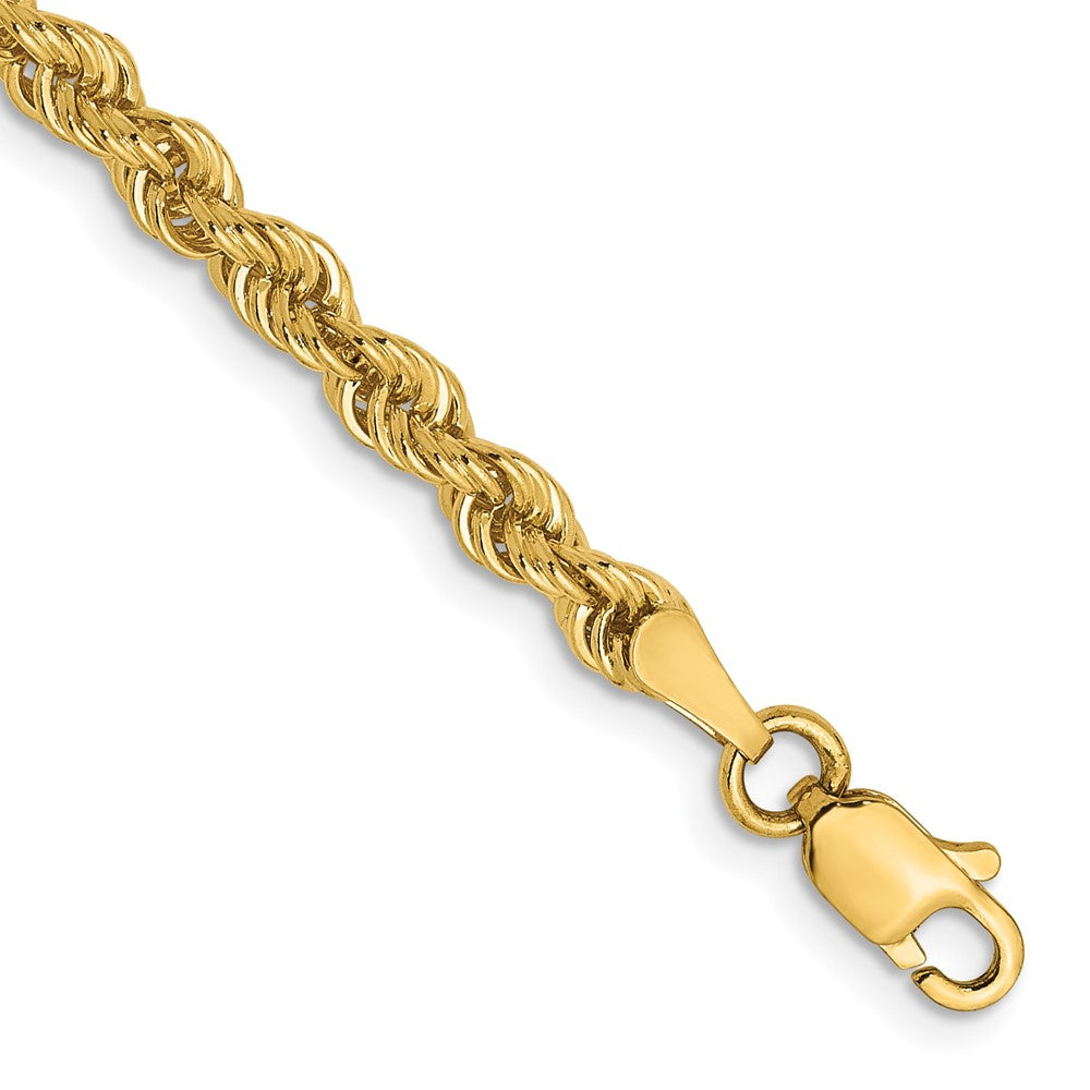 8 Inch 14K Yellow Gold 3mm Solid Regular Rope Chain Bracelet
