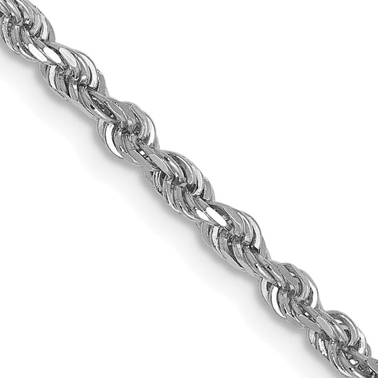 2 Inch 14K White Gold 2.5mm Diamond Cut Rope Chain Necklace