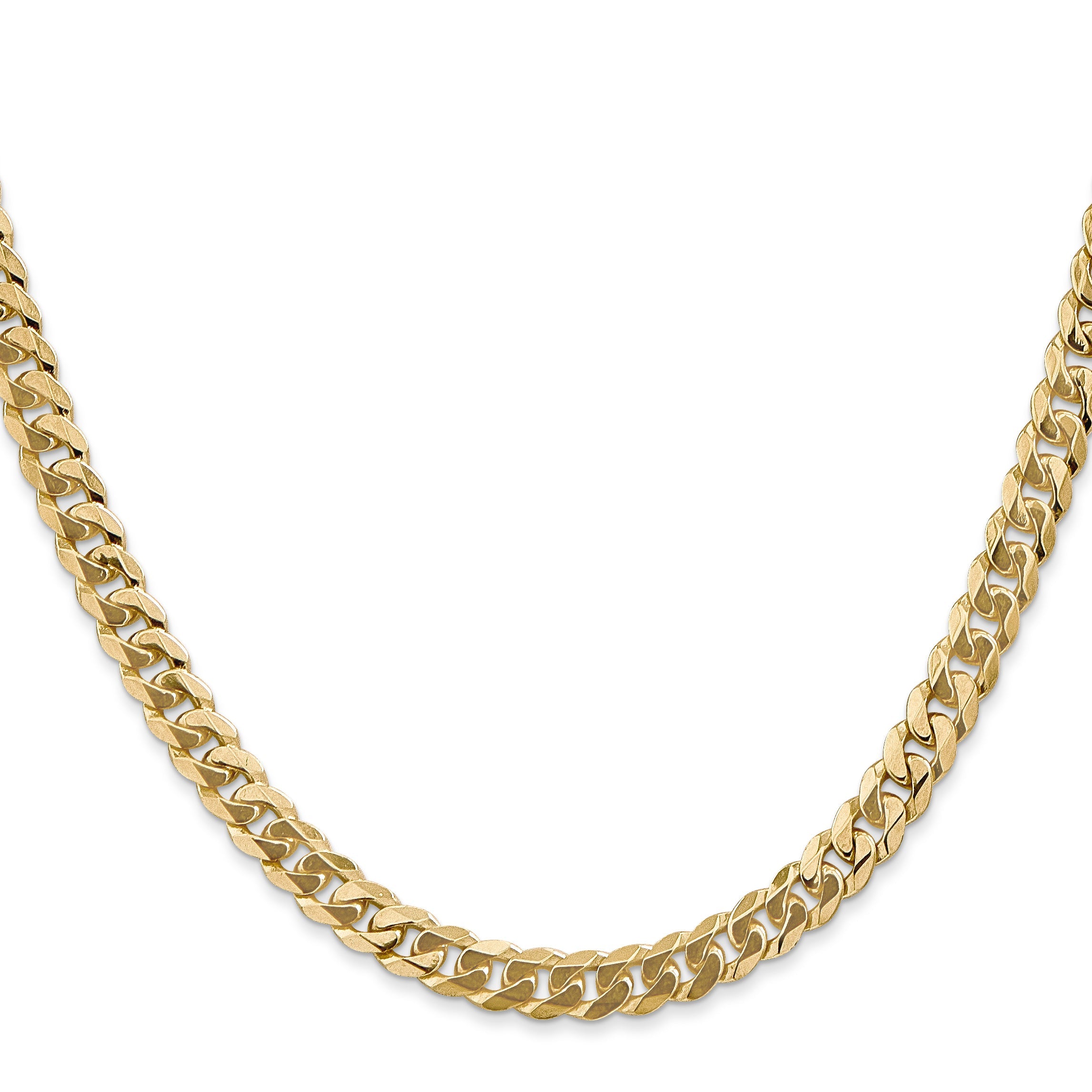 2 Inch 14K Yellow Gold 5.75mm Flat Beveled Curb Chain Necklace