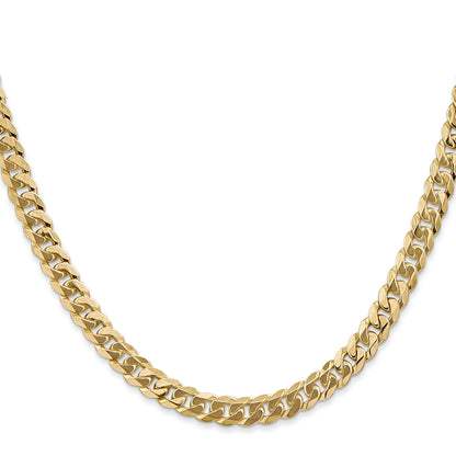 22 Inch 14K Yellow Gold 5.75mm Flat Beveled Curb Chain Necklace