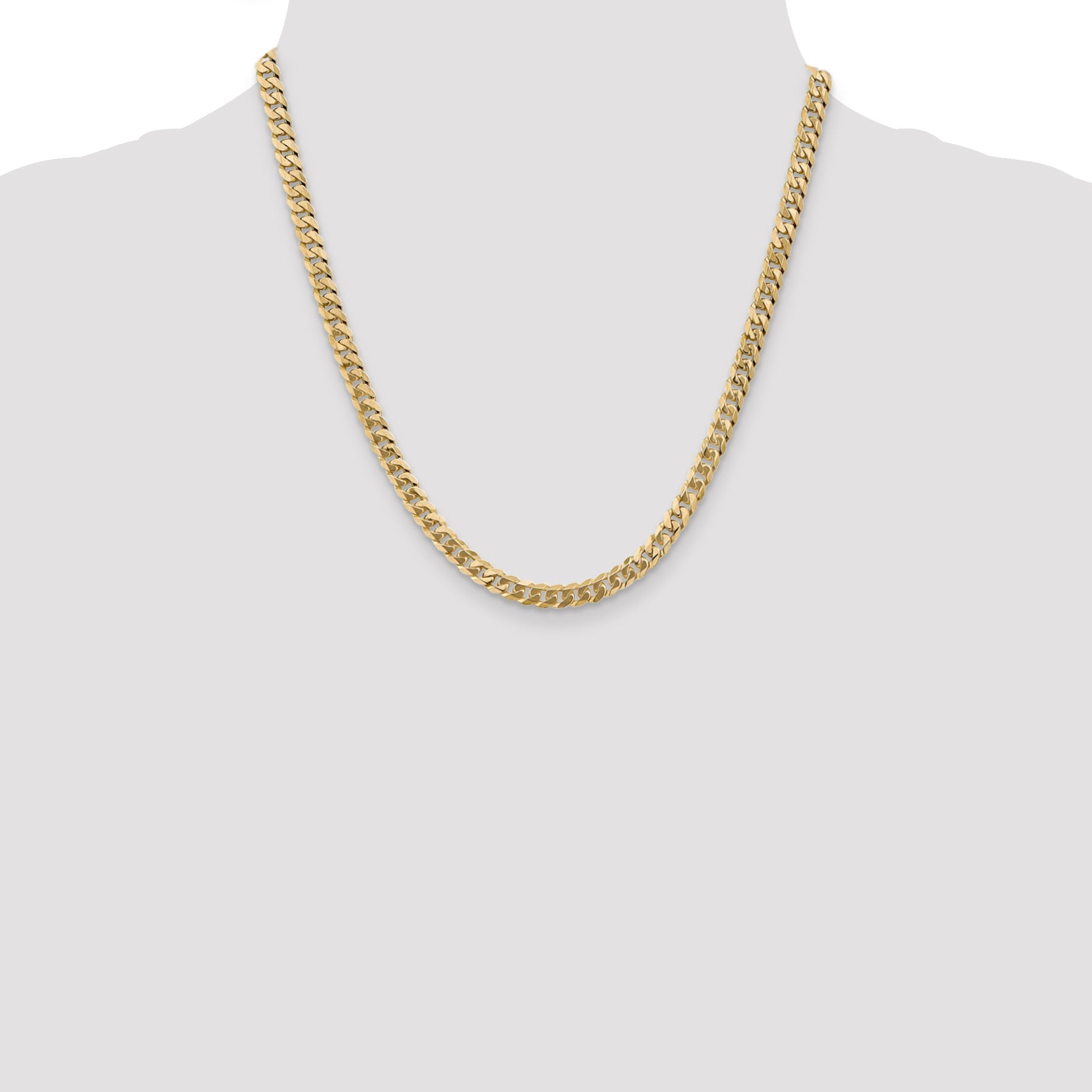 2 Inch 14K Yellow Gold 5.75mm Flat Beveled Curb Chain Necklace