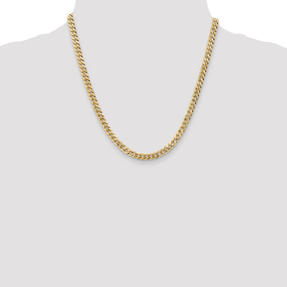 2 Inch 14K Yellow Gold 5.75mm Flat Beveled Curb Chain Necklace