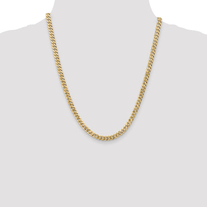 22 Inch 14K Yellow Gold 5.75mm Flat Beveled Curb Chain Necklace