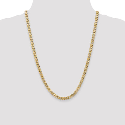 24 Inch 14K Yellow Gold 5.75mm Flat Beveled Curb Chain Necklace