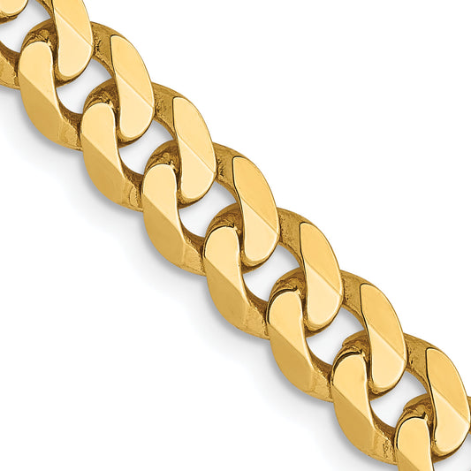 22 Inch 14K Yellow Gold 5.75mm Flat Beveled Curb Chain Necklace