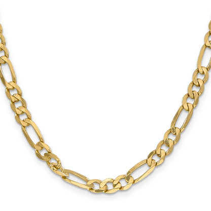 24 Inch 14K Yellow Gold 6.00mm Flat Figaro Chain Necklace
