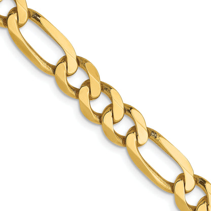 22 Inch 14K Yellow Gold 6.00mm Flat Figaro Chain Necklace