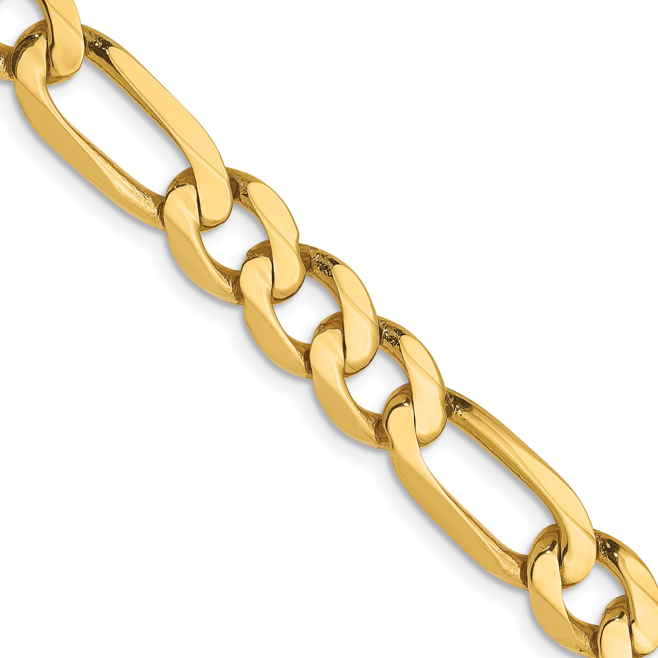 22 Inch 14K Yellow Gold 7mm Flat Figaro Chain Necklace