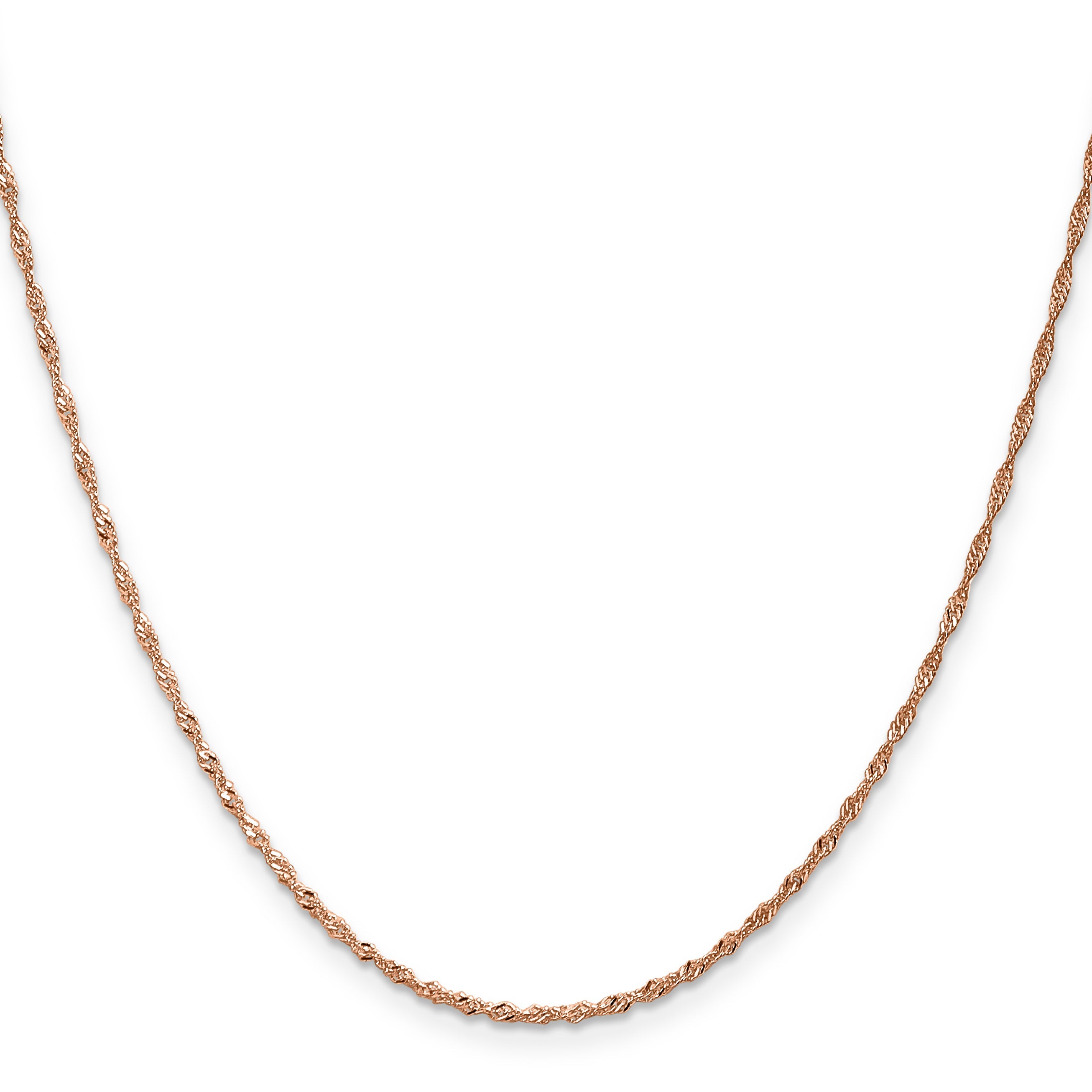 16 Inch 14K Rose Gold 1mm Singapore With Lobster Clasp Chain Necklace