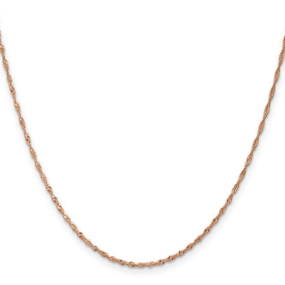 24 Inch 14K Rose Gold 1mm Singapore With Lobster Clasp Chain Necklace