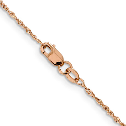 24 Inch 14K Rose Gold 1mm Singapore With Lobster Clasp Chain Necklace