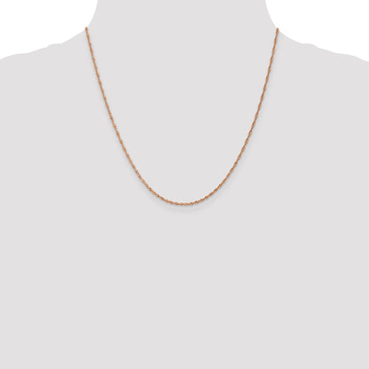 20 Inch 14K Rose Gold 1mm Singapore With Lobster Clasp Chain Necklace